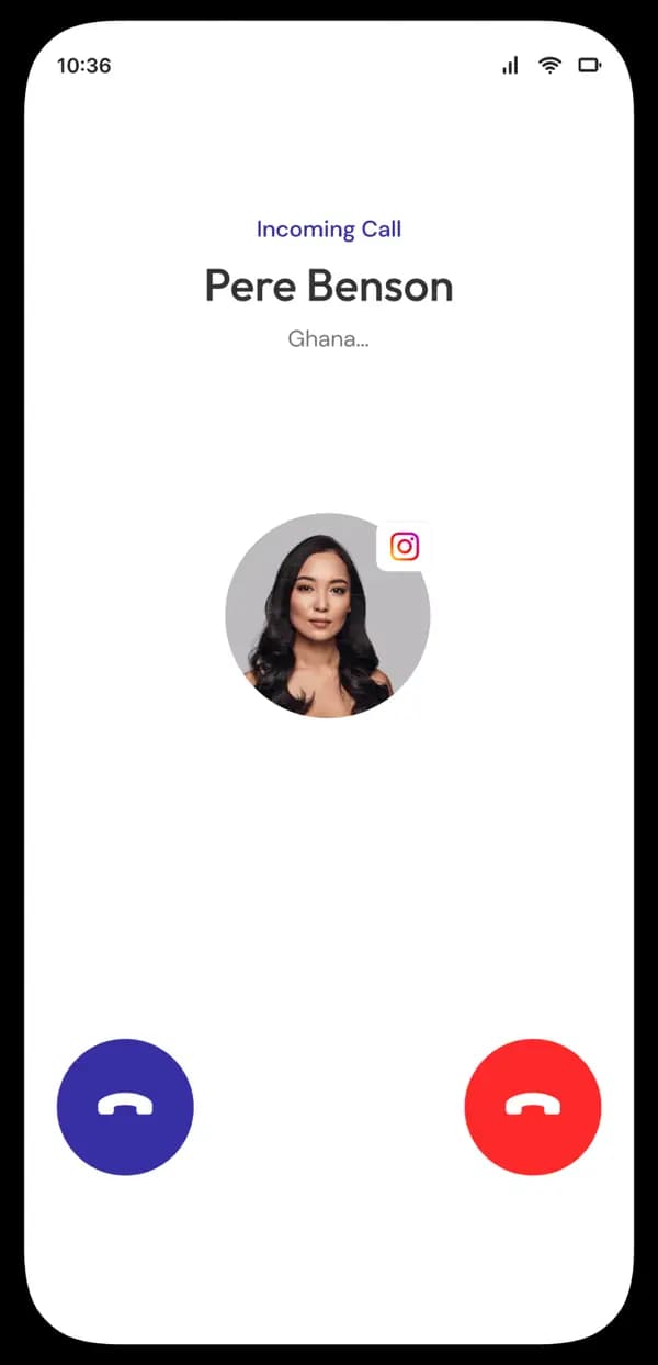 Okiri call screen mockup